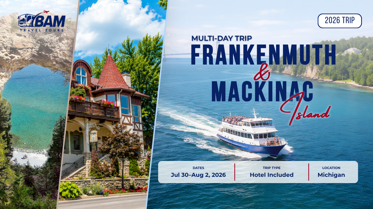 Michigan Getaway: Frankenmuth & Mackinac Island | 1-Night Hotel Stay | Jul 30–Aug 2, 2026